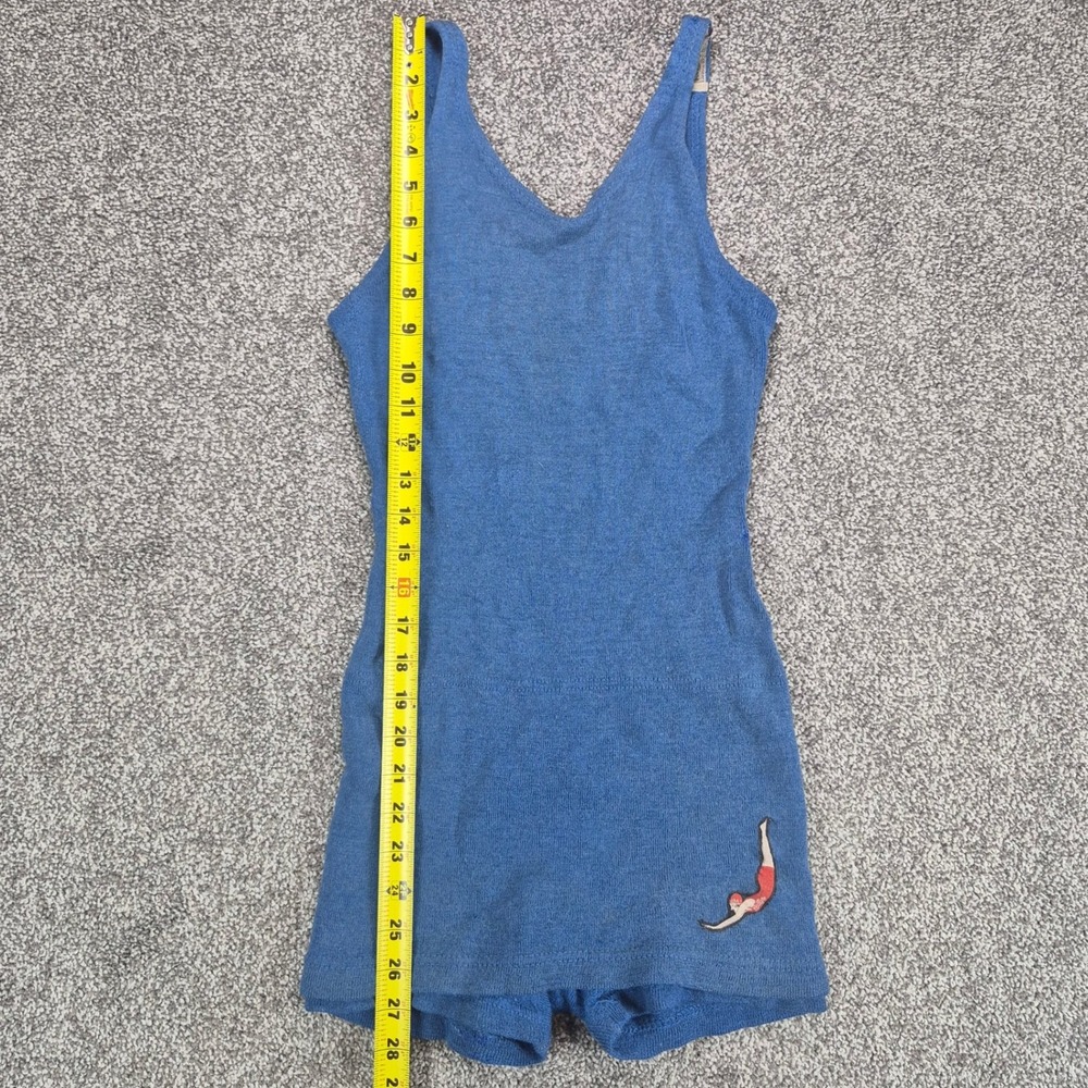 Vintage 1930s Jantzen Swimsuit Womens 38 Blue Wool Knit Diving Girl USA - Picture 4 of 11